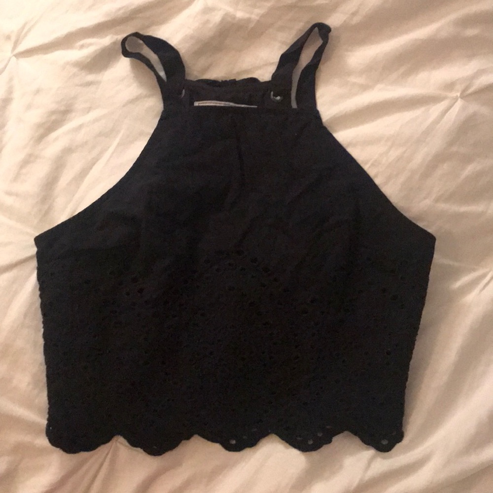 Black cropped lace tank top from Abercrombie